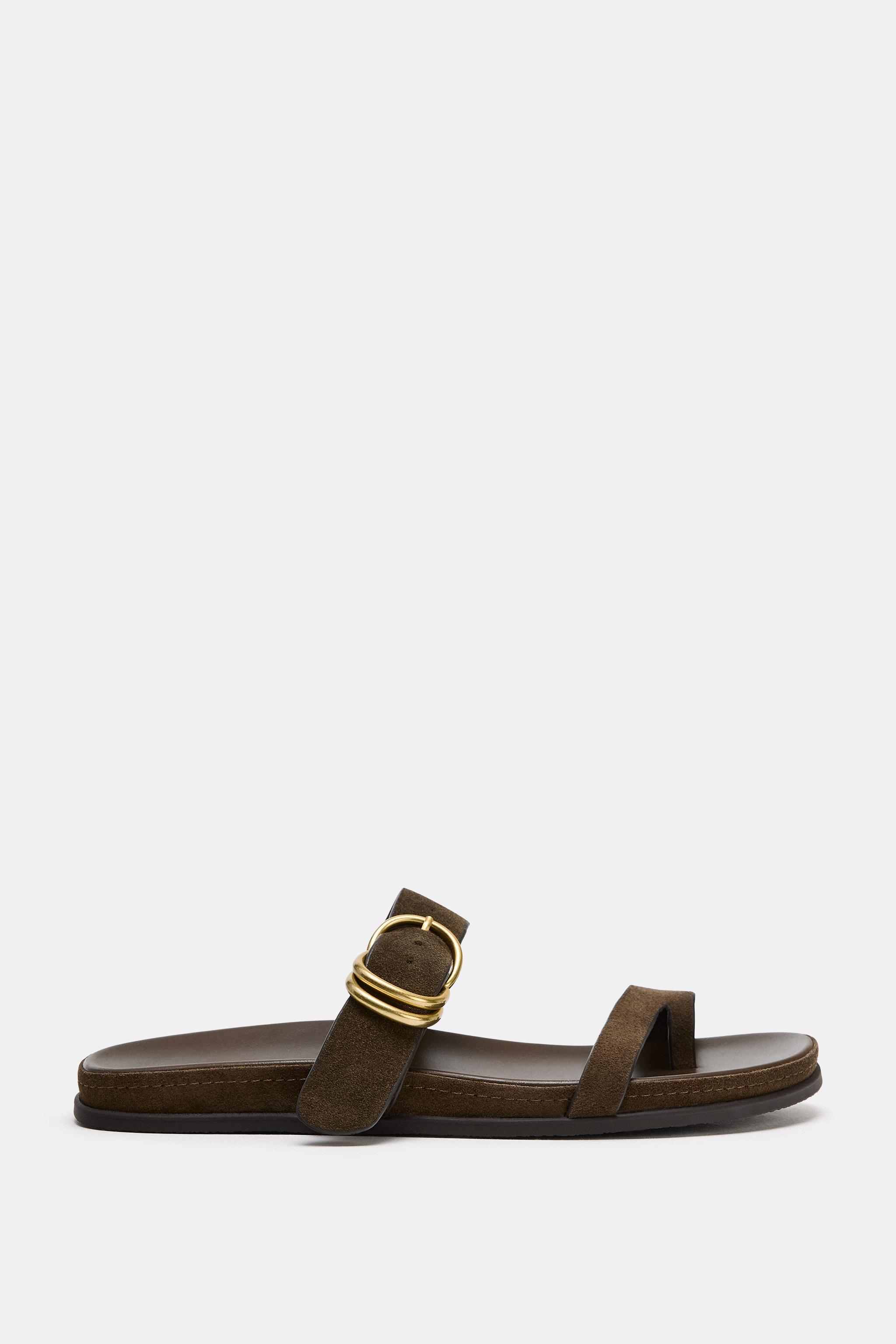 SANDALES PLATES EN DAIM